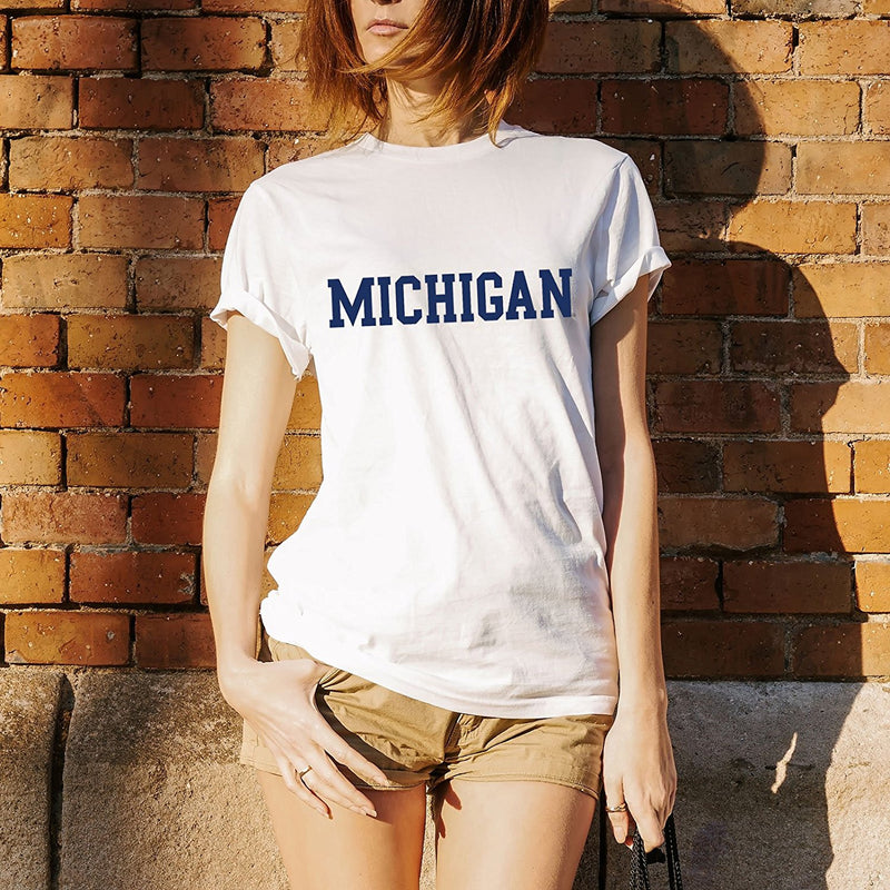 Basic Block University of Michigan Basic Cotton Short Sleeve T Shirt - White