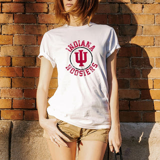 Indiana University Hoosiers Distressed Circle Logo Short Sleeve T-Shirt - White