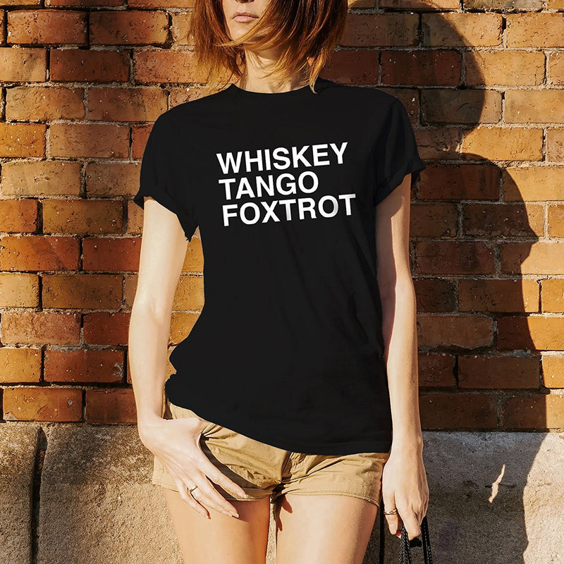Whiskey, Tango, Foxtrot WTF Funny Humor Adult Basic Cotton T Shirt - Black
