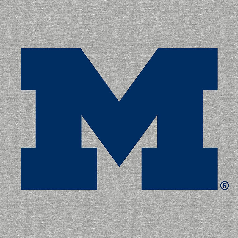 Primary Logo University of Michigan Basic Cotton Short Sleeve T Shirt - Sport Grey