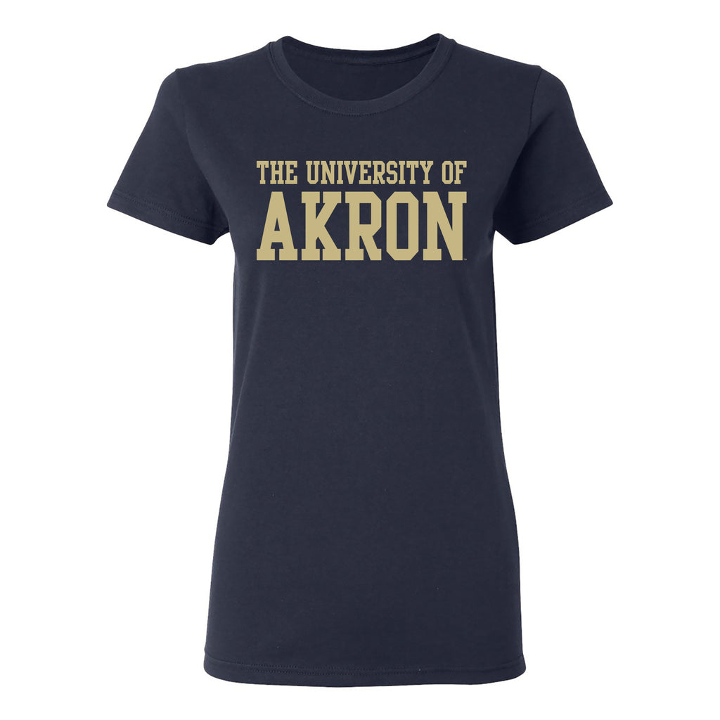 Akron Zips Basic Block Women's T Shirt - Navy – Underground Printing