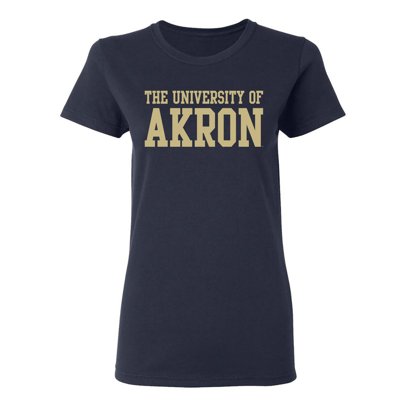 Akron Zips Basic Block Womens T Shirt - Navy