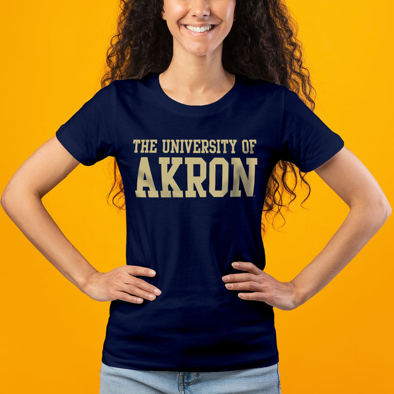 Akron Zips Basic Block Womens T Shirt - Navy