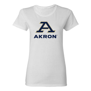 Akron Zips Primary Logo Women's T Shirt - White