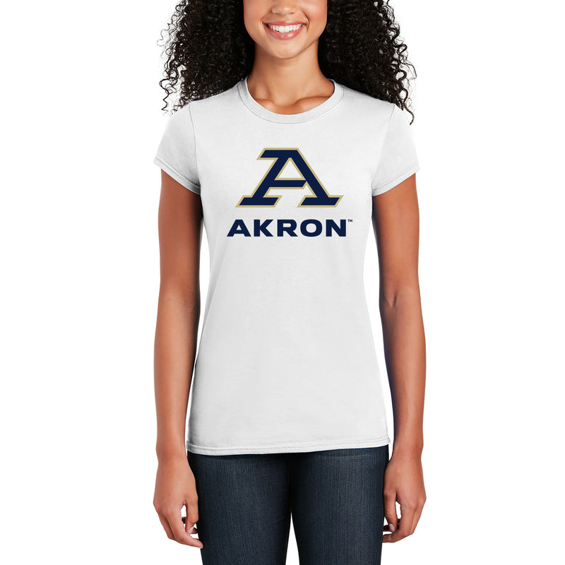Akron Zips Primary Logo Womens T Shirt - White