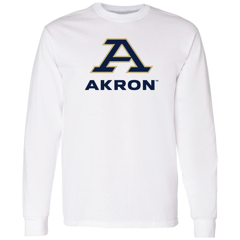 Akron Zips Primary Logo Long Sleeve T Shirt - White
