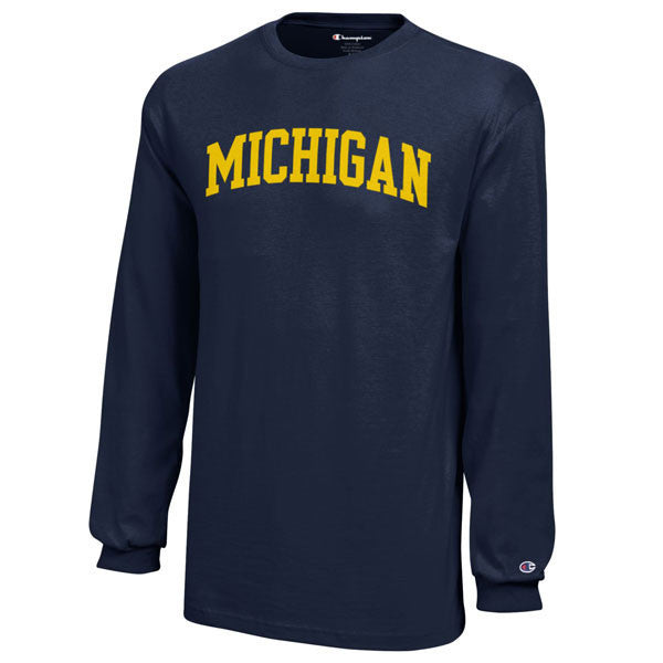 Arch Michigan Champion Youth Long Sleeve T Shirt - Navy