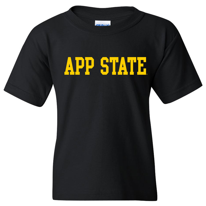Appalachian State University Mountaineers Basic Block Cotton Youth T-Shirt - Black