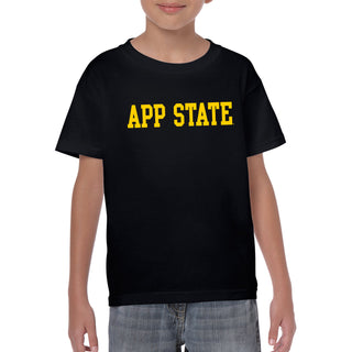 Appalachian State University Mountaineers Basic Block Cotton Youth T-Shirt - Black