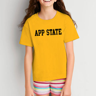 Appalachian State University Mountaineers Basic Block Cotton Youth T-Shirt - Gold