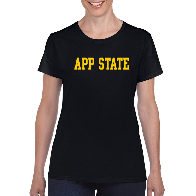 Appalachian State University Mountaineers Basic Block Cotton Womens T-Shirt - Black