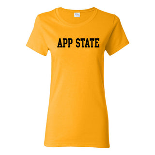 Appalachian State University Mountaineers Basic Block Cotton Women's T-Shirt - Gold
