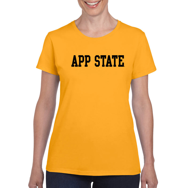 Appalachian State University Mountaineers Basic Block Cotton Womens T-Shirt - Gold