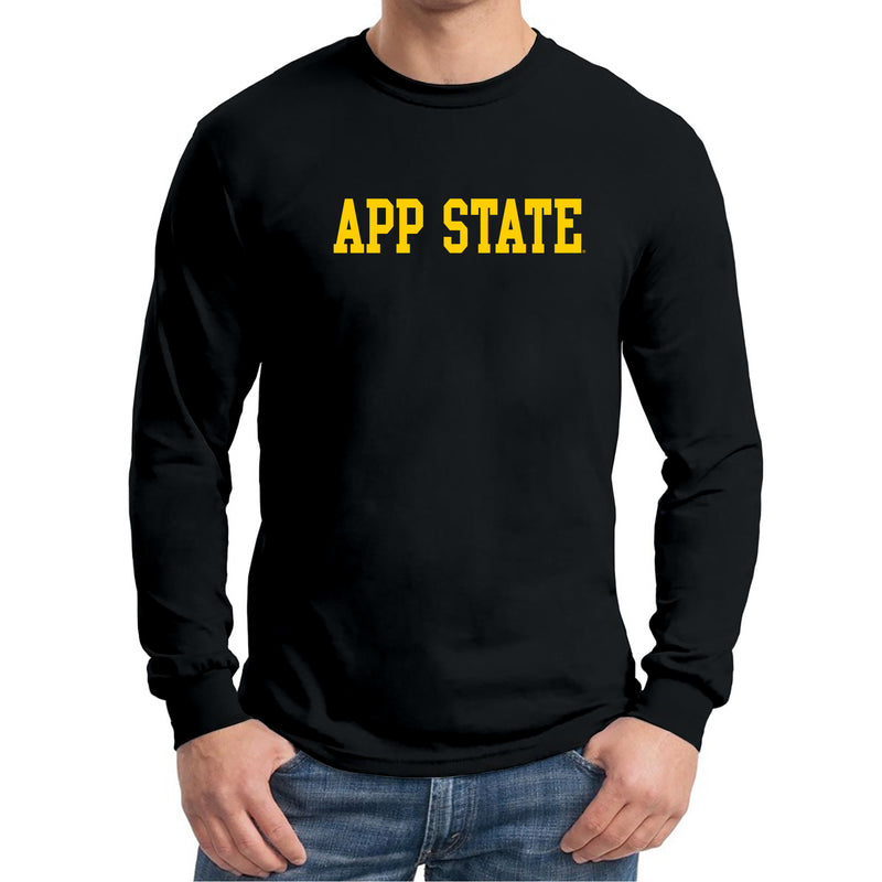 Appalachian State University Mountaineers Basic Block Cotton Long Sleeve T-Shirt - Black