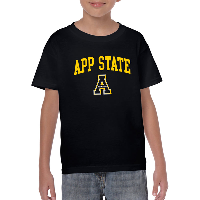 Appalachian State University Mountaineers Arch Logo Cotton Youth T-Shirt - Black