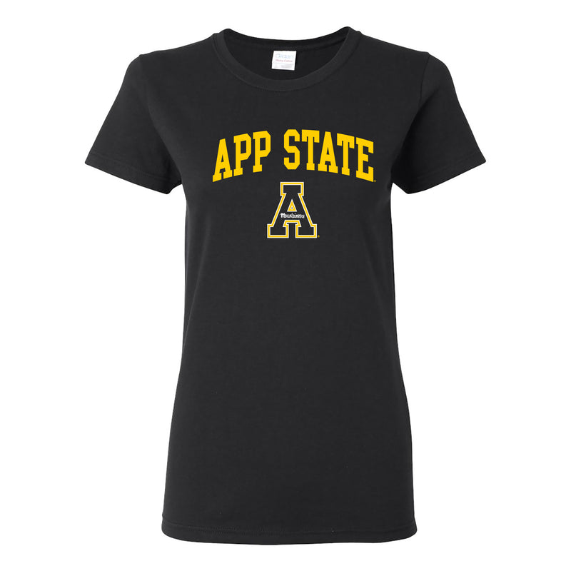 Appalachian State University Mountaineers Arch Logo Cotton Womens T-Shirt - Black