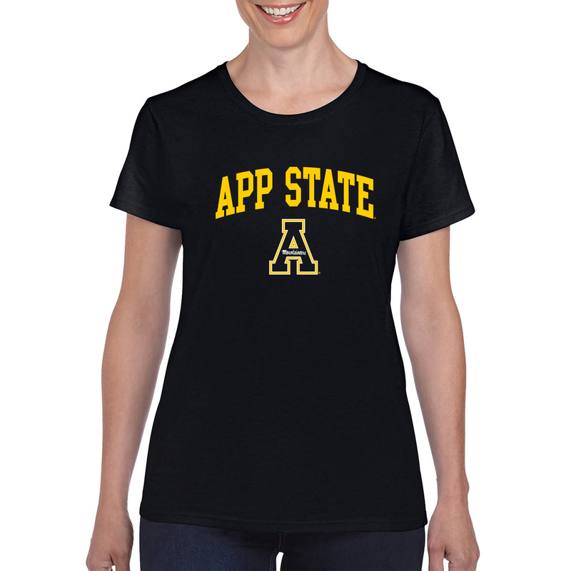 Appalachian State University Mountaineers Arch Logo Cotton Womens T-Shirt - Black