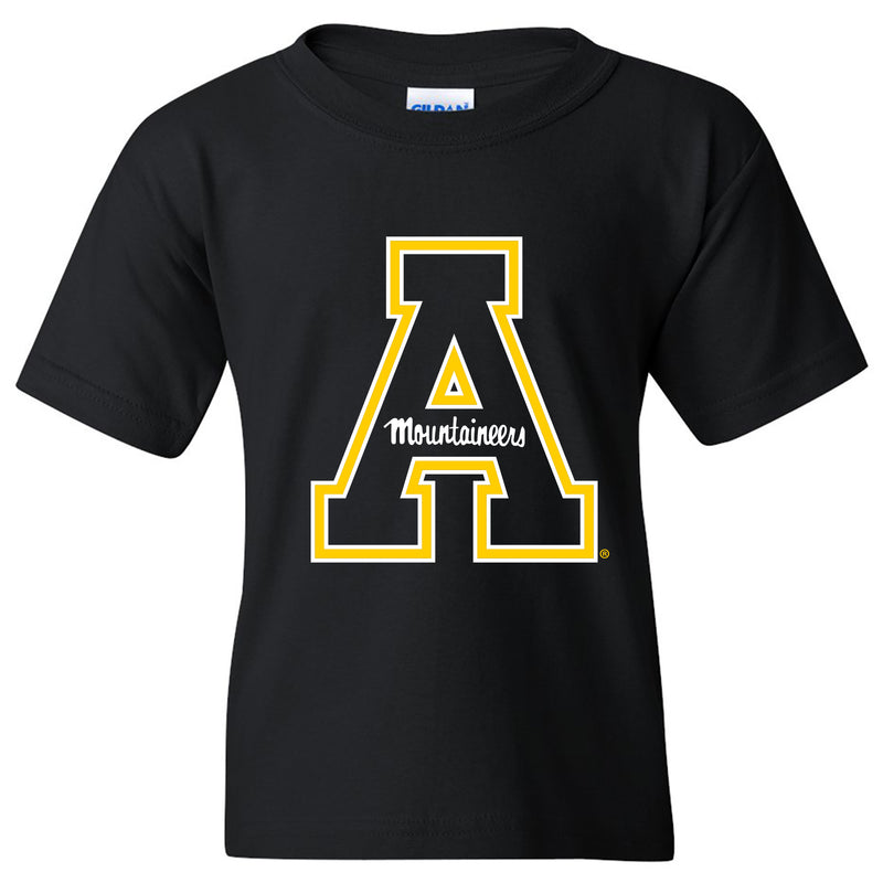 Appalachian State University Mountaineers Primary Logo Cotton Youth T-Shirt - Black