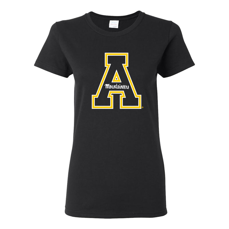 Appalachian State University Mountaineers Primary Logo Cotton Womens T-Shirt - Black