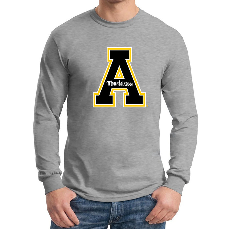 Appalachian State University Mountaineers Primary Logo Cotton Long Sleeve T-Shirt - Sport Grey