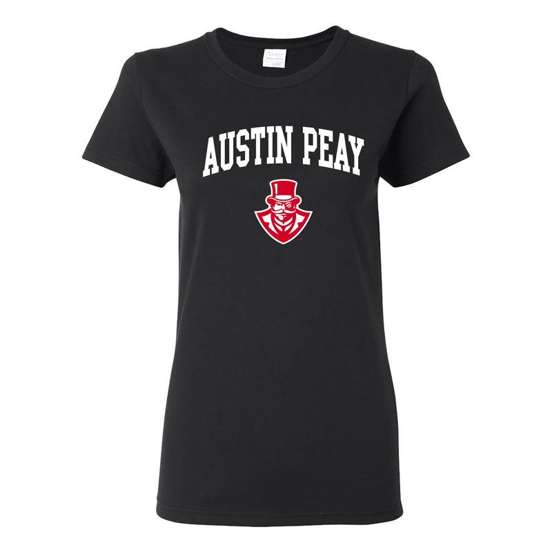 Austin Peay State University Governors Arch Logo Cotton Womens T-Shirt - Black