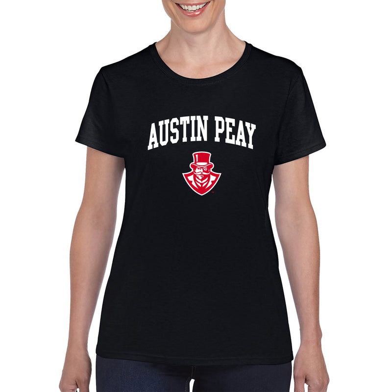 Austin Peay State University Governors Arch Logo Cotton Womens T-Shirt - Black