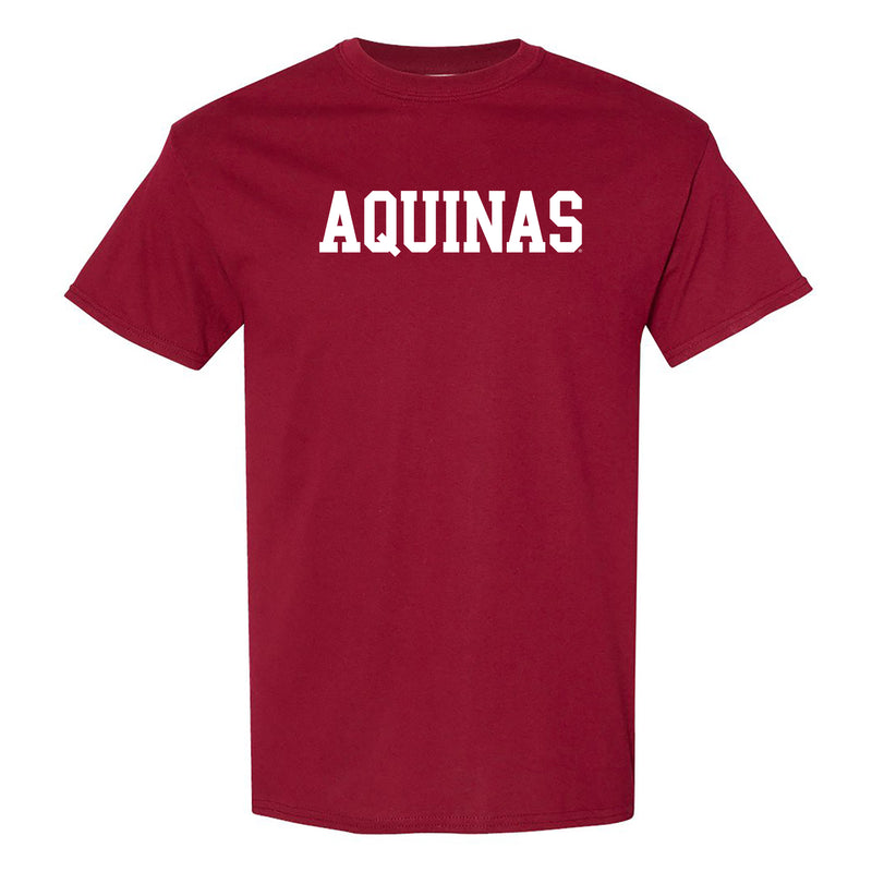 Aquinas College Saints Basic Block Basic Cotton Short Sleeve T Shirt - Garnet