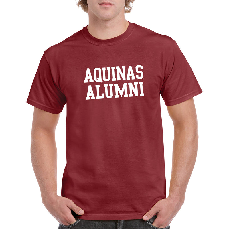 Aquinas College Saints Basic Block Alumni Cotton Short Sleeve T Shirt - Garnet