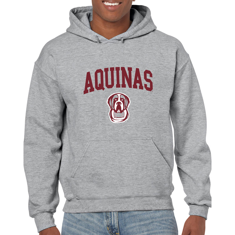 Aquinas College Saints Arch Logo Heavy Blend Hoodie - Sport Grey