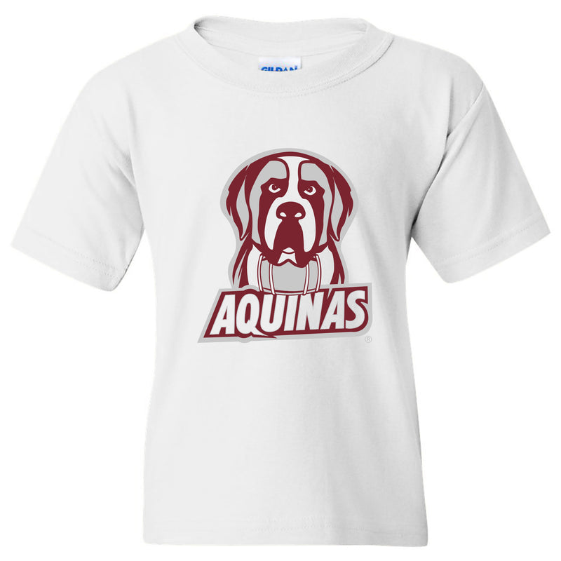 Aquinas College Saints Primary Logo Youth Short Sleeve T Shirt - White