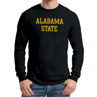 Alabama State University Hornets Basic Block Long Sleeve T Shirt - Black