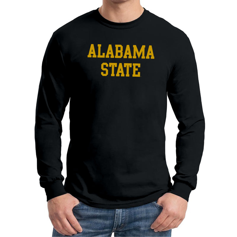 Alabama State University Hornets Basic Block Long Sleeve T Shirt - Black
