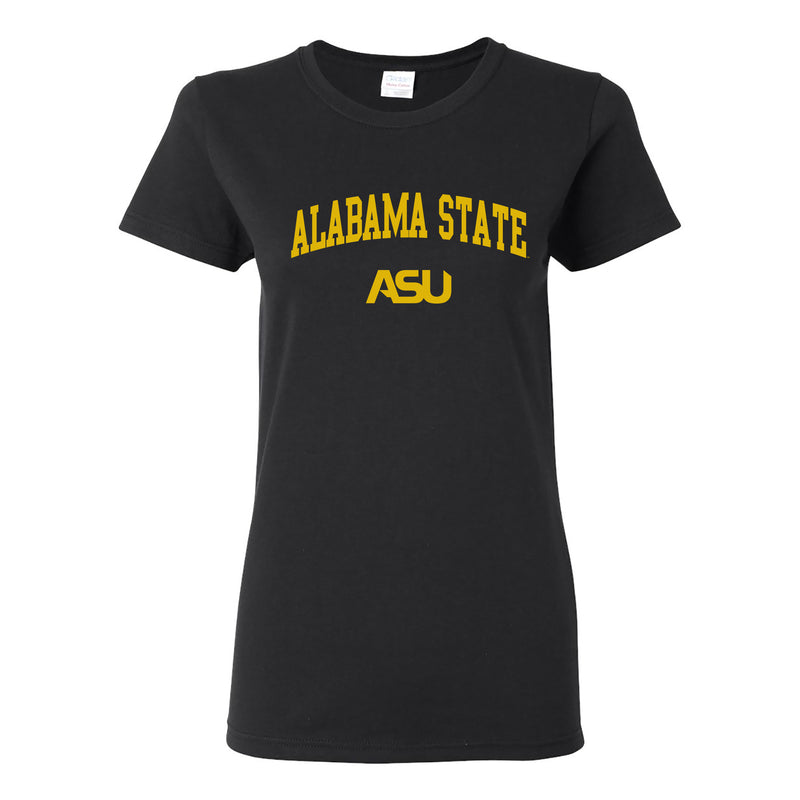Alabama State University Hornets Arch Logo Womens Short Sleeve T Shirt - Black