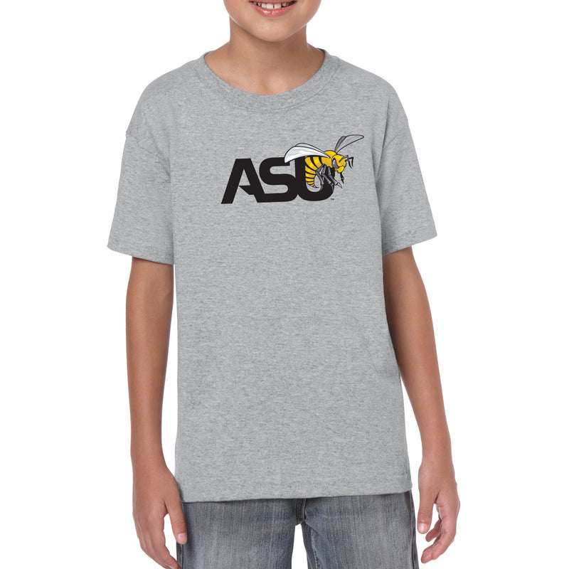 Alabama State University Hornets Primary Logo Youth Short Sleeve T Shirt - Sport Grey