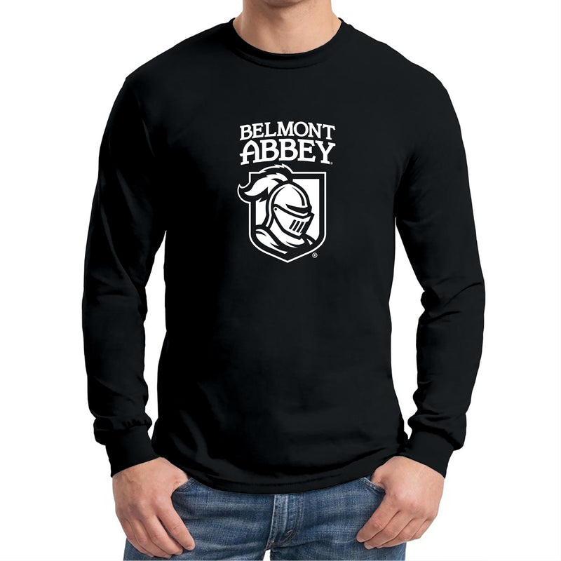 Belmont Abbey College Crusaders Arch Logo Long Sleeve T Shirt - Black