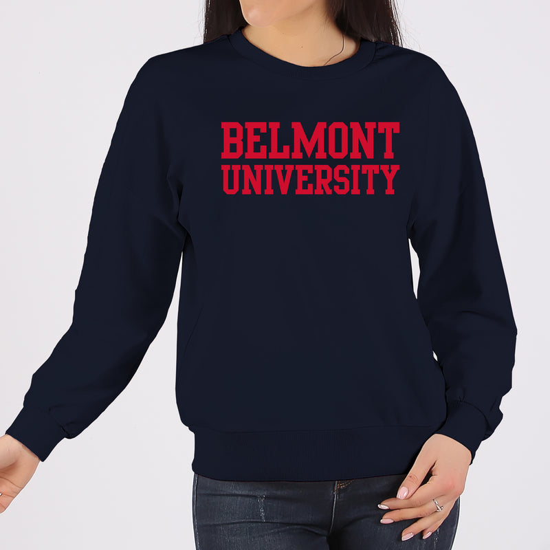 Belmont Bruins Basic Block Crewneck - Navy