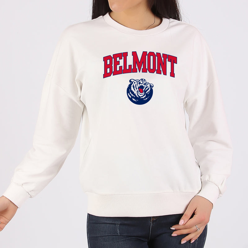 Belmont University Burins Arch Logo Heavy Blend Crewneck Sweatshirt - White