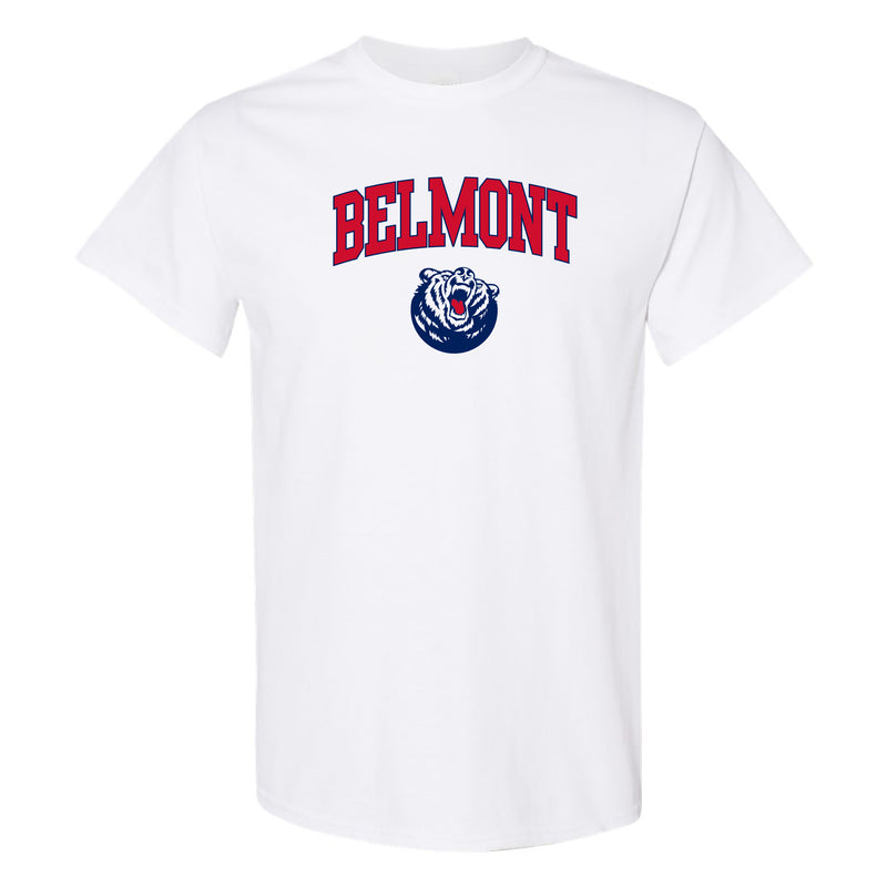 Belmont University Bruins Arch Logo  Basic Cotton Short Sleeve T Shirt - White