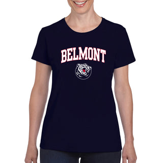 Belmont University Bruins Arch Logo Women's Basic Cotton T Shirt - Navy