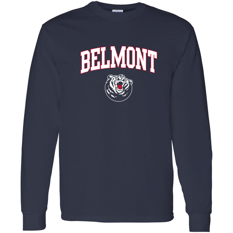 Belmont University Bruins Arch Logo  Basic Cotton Long Sleeve T-Shirt - Navy