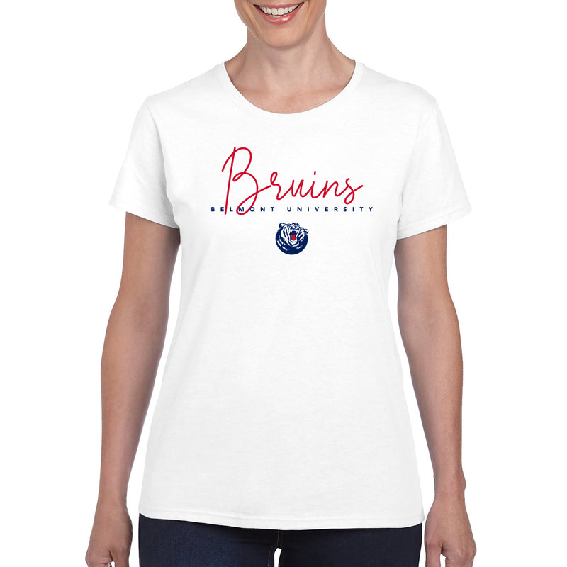 Belmont Thin Script Womens T-Shirt - White