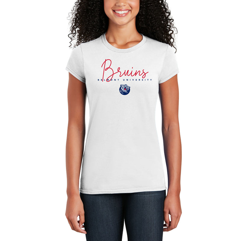 Belmont Thin Script Womens T-Shirt - White