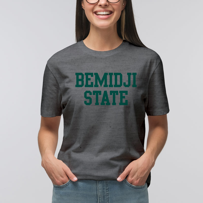 Bemidji State Beavers Basic Block T Shirt - Graphite Heather
