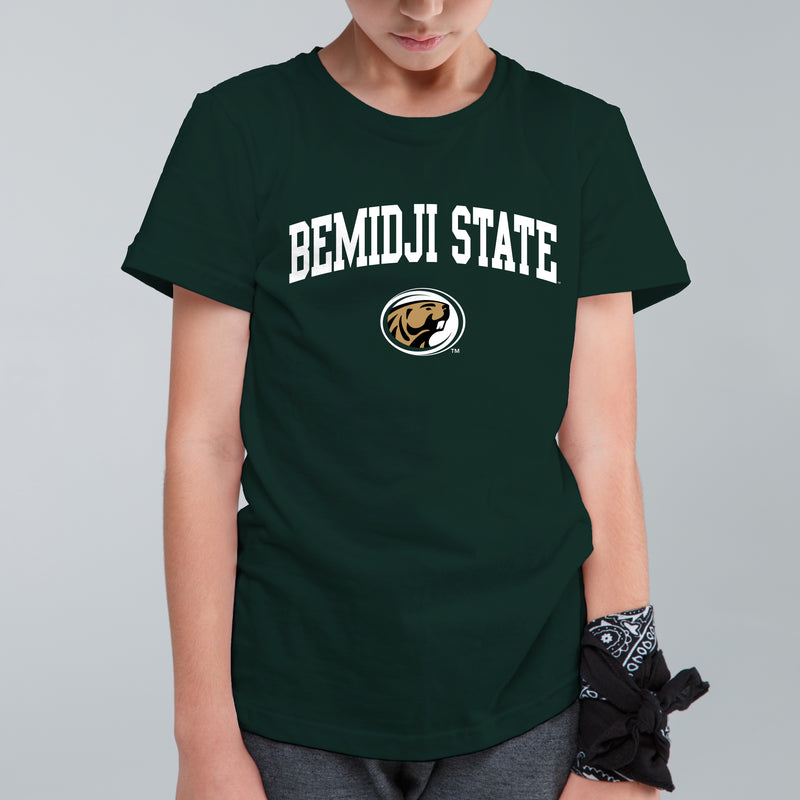 Bemidji State Beavers Arch Logo Youth T Shirt - Forest
