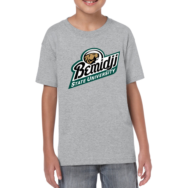 Bemidji State Beavers Primary Logo Youth T Shirt - Sport Grey