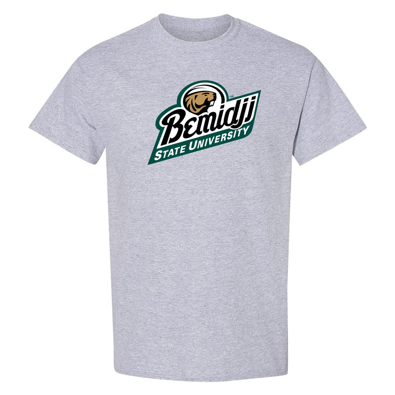 Bemidji State Beavers Primary Logo T Shirt - Sport Grey