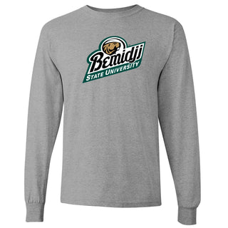 Bemidji State Beavers Primary Logo Long Sleeve T Shirt - Sport Grey