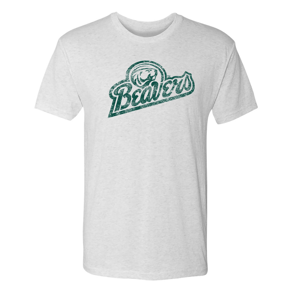 Bemidji State Beavers Script Logo Triblend T Shirt - Heather White ...