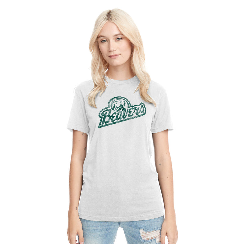 Bemidji State Beavers Script Logo Triblend T Shirt - Heather White