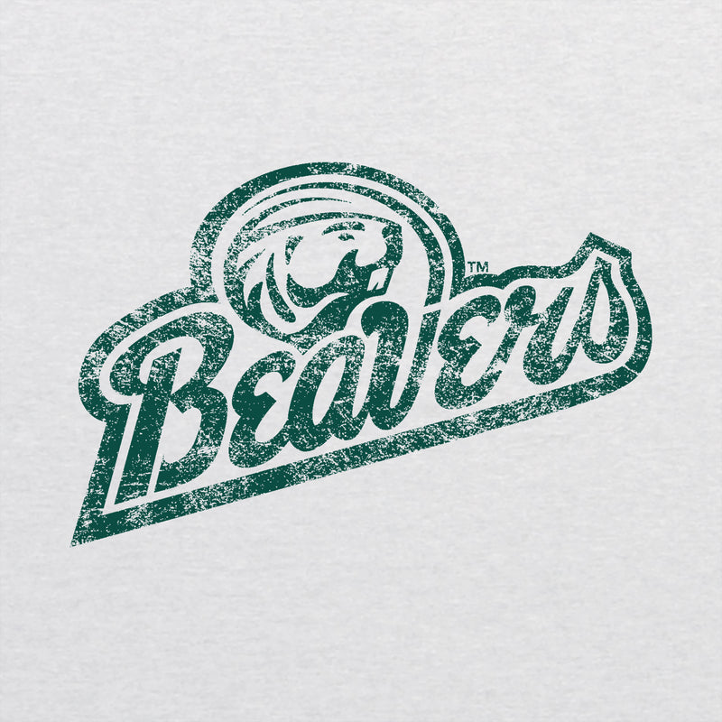 Bemidji State Beavers Script Logo 3/4-Sleeve Raglan - Htr White/Vtg Black
